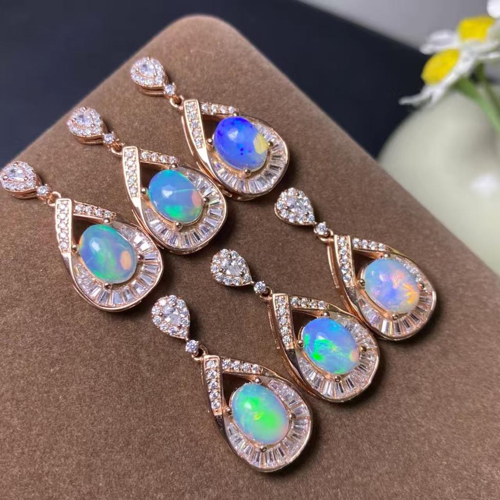 New Dainty Fine White Opal Pendant Necklaces Jewelry for Women 18K Gold Plated 925 Sterling Silver Opal Necklace