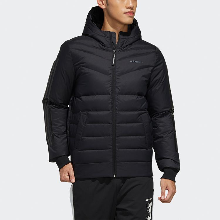 Adidas Neo Mens Sporty Puffer Jacket With Hood Men Jacket Black EI4422