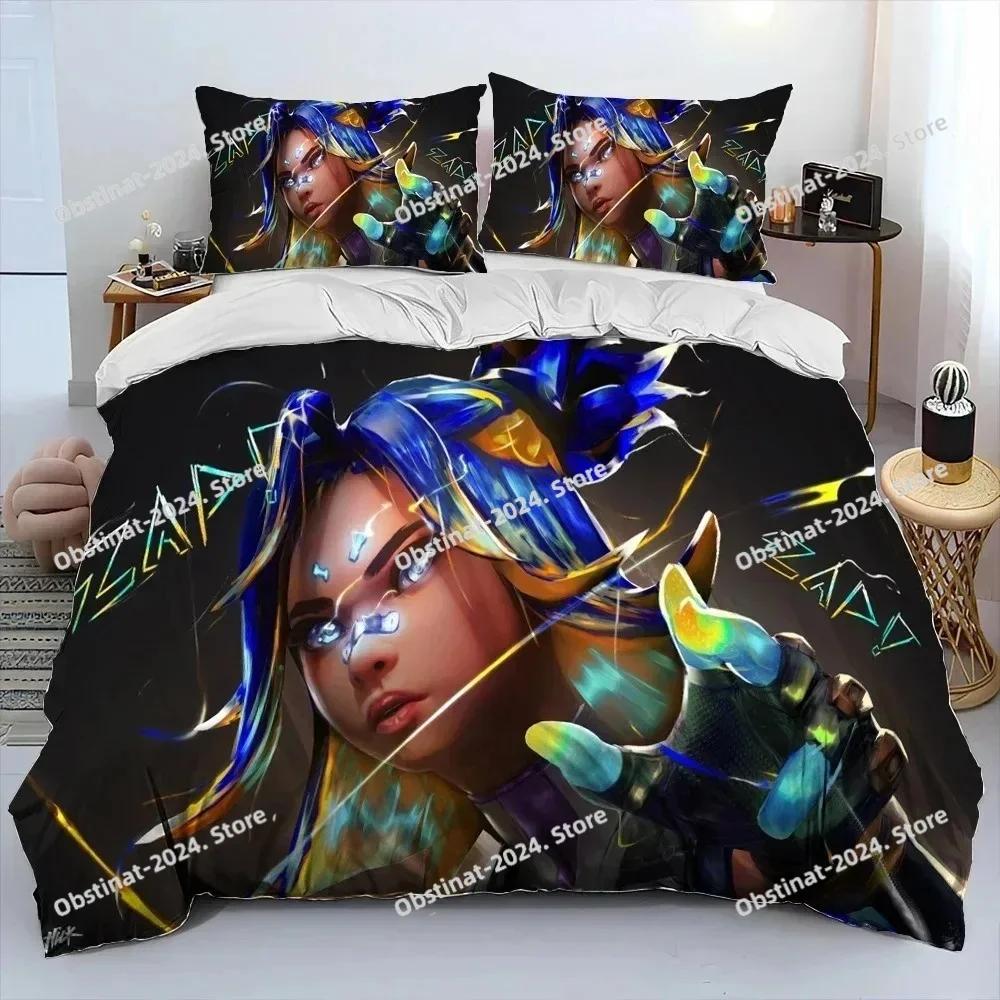 3D VALORANT Game Gamer Cartoon Comforter Bedding Set,Duvet Cover Bed Set Quilt Cover Pillowcase,king Queen Size Bedding Set Kid