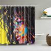 Cortinas de ducha de baño con diseño artístico de Graffiti para mujer, chica negra Afro americana, poliéster impermeable con ganchos