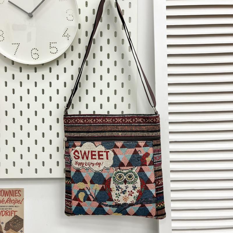 Ethnic Embroidered Cotton Mini Shoulder Bag With Multiple Compartments For Casual Outfits