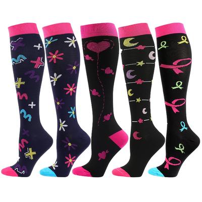 5 Paare Kompressionssocken Damen Wandern Laufen Elastische Socken Sportsocken Flug Schwangerschaft Geschwollene Krampfadern Marathon-Socken