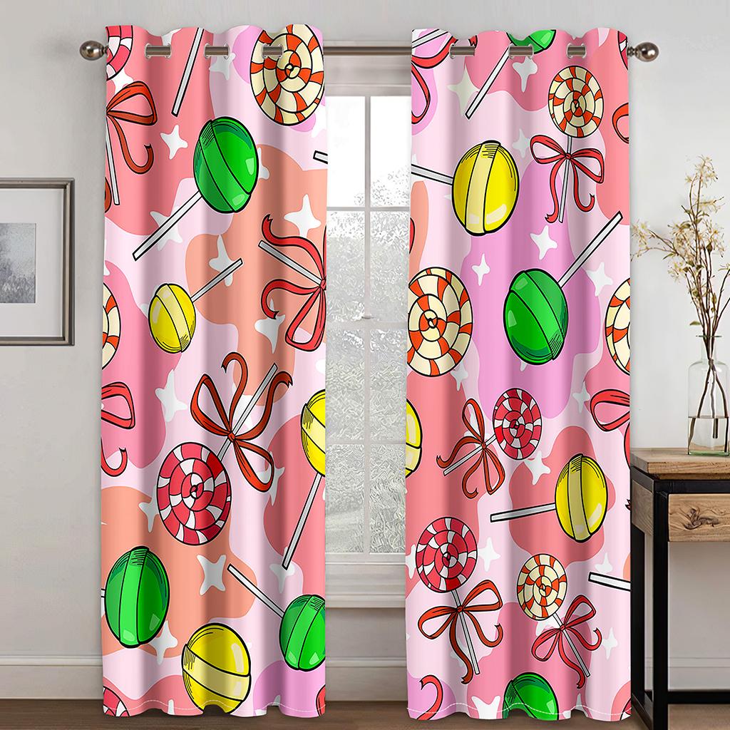 

Pink Sweet Candy Ice-cream Girl Princess Window Panel Drapes in Children Bedroom Space Living Room Hall Treatments Kitchen Decor Drapes Blinds W50 X H130(CM)X2&Grommet Top