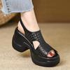 2025 Summer New Roman Hollow Non-slip Wear-resistant Women's Shoes Soft and Comfortable Going Out Fashion Word Belt Mother Shoes