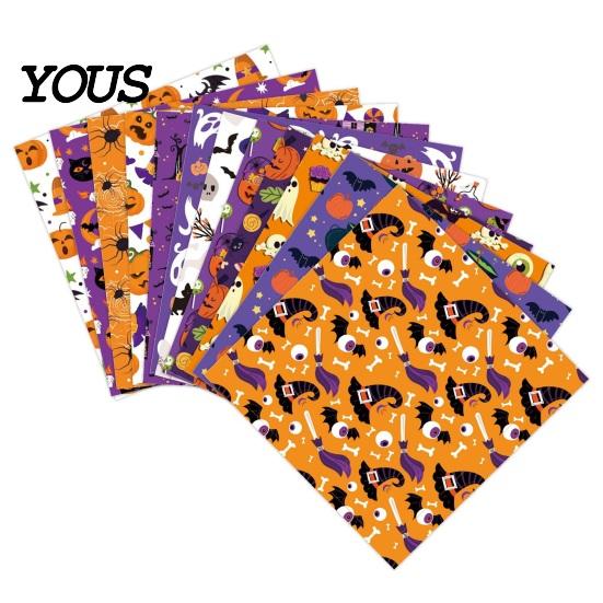 Paper Crafting Halloween Supplies 12 Sheets Scrapbook Set, 6x6in Double-Sided Craft Paper, Pumpkin Ghost Bat Pattern Decorative for Journal,