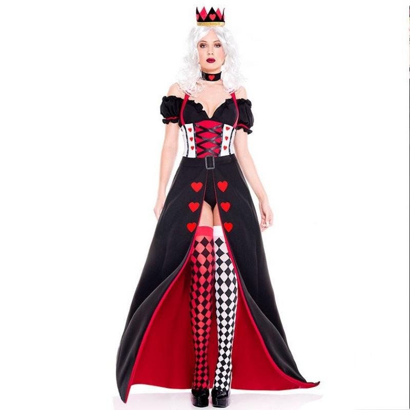 Red Heart Queen Alice In Wonderland Cosplay Costume For Women Halloween Dress Party Outfit Cosplay Apparel Elegant Design Unique Style