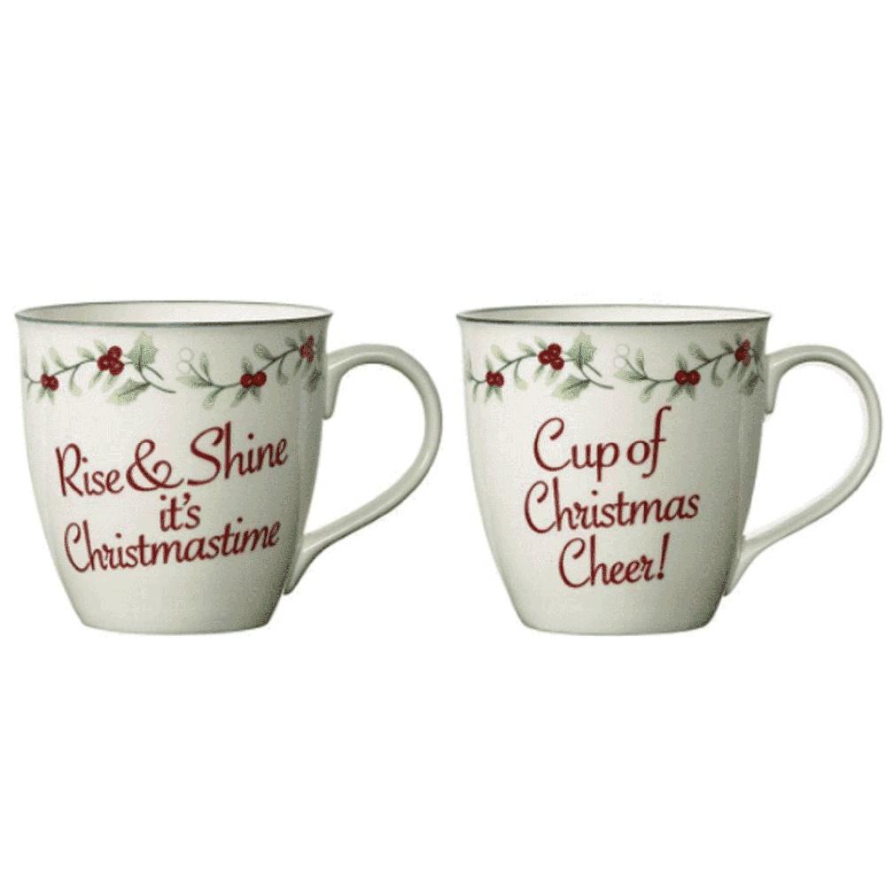 

Набор фарфоровых кружек Winterberry, 2 шт., 20 унций, праздничная посуда для напитков, Рождество, можно мыть в посудомоечной машине 1L