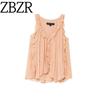 Za Fashion Style ZR Women's Clothing New French Fashion Minimalist Easiest for Match Laminated Decoration Tops 2917219