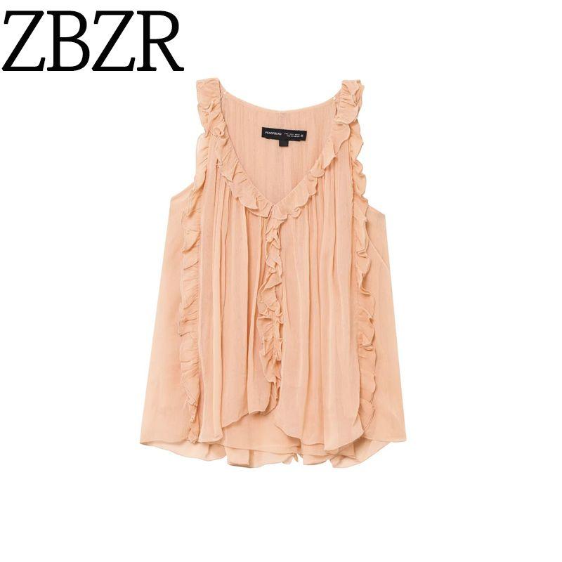Za Fashion Style ZR Women's Clothing New French Fashion Minimalist Easiest for Match Laminated Decoration Tops 2917219