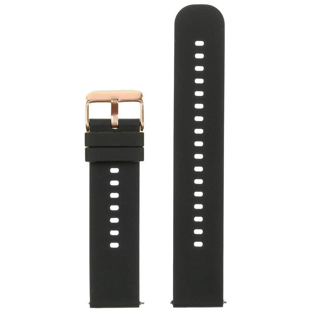 Rubber Watch Strap U27 - Black/Rosegold - 18Mm
