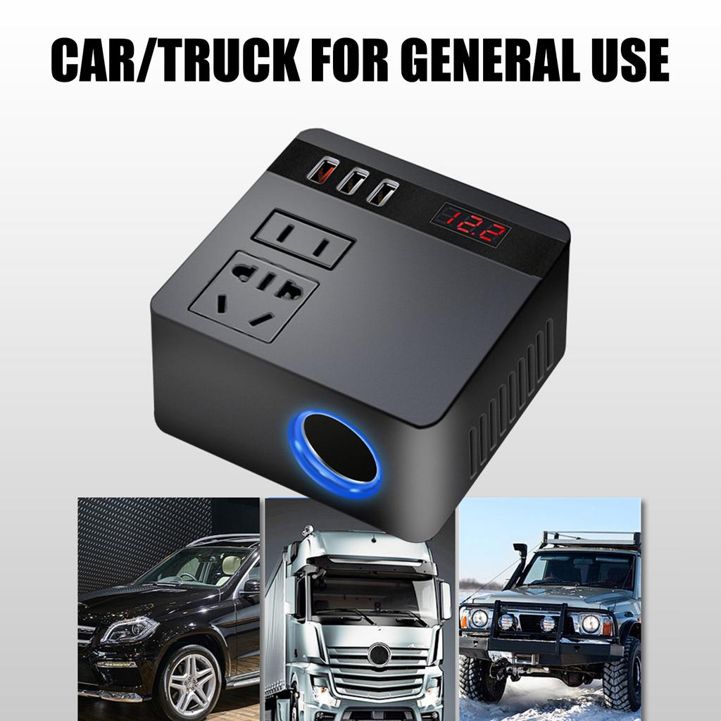 12V 24V To 220V Car Power Inverter 150W With 3 USB Ports Power Adapter For Mobile Device Rapid Charging