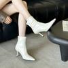 2025 autumn and winter new pointed thin heel high heel temperament French fashion sexy beautiful women short boots