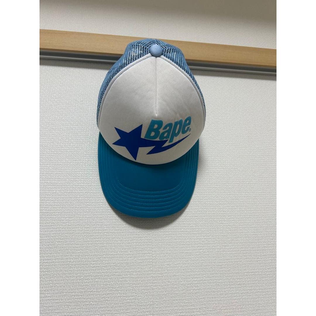 Used Bape Trucker Cap White/Blue