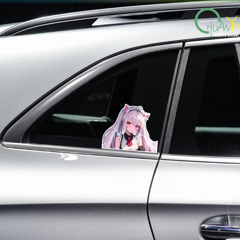 Japanese Comic Pretty Girl Cute Maid Dress Sticker Car Motorcycle Bumper Truck Vinyl Reflective Waterproof Sticker Decal