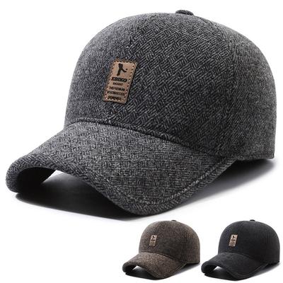 Middle-Aged Men's Cap for Autumn Winter Father's Cap Ear Protection Velvet Thick Warm Baseball Cap Peak Cap