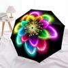 1pc Neon Flower Pattern Automatic Folding Umbrella - Portable Collapsible Design, 8-Rib Iron Frame, Durable Fabric yy251125033