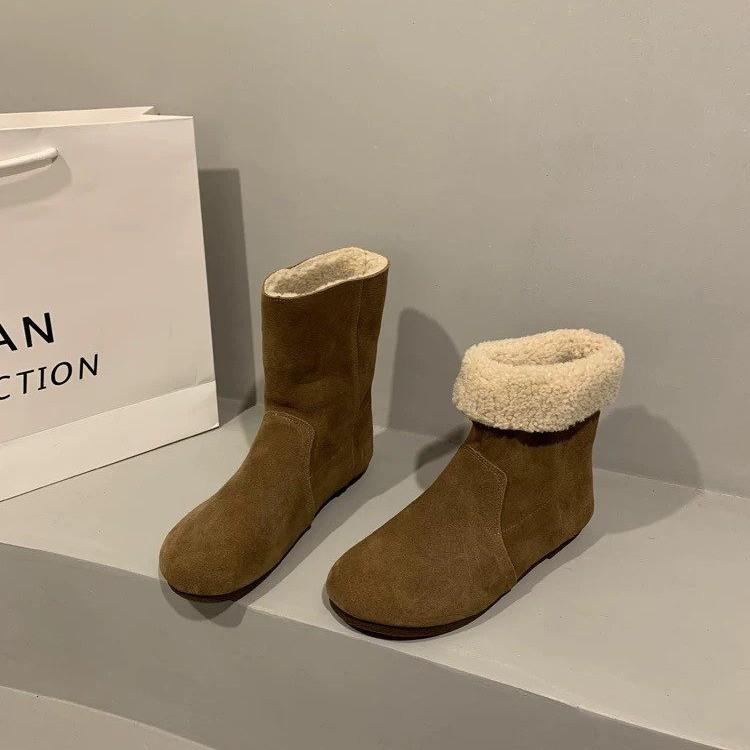 New Solid Color Outdoors Round Head Winter Women s Ankle Boots 2024 High Quality Fashion Shoes for Women Botines De Mujer 35 4287₽