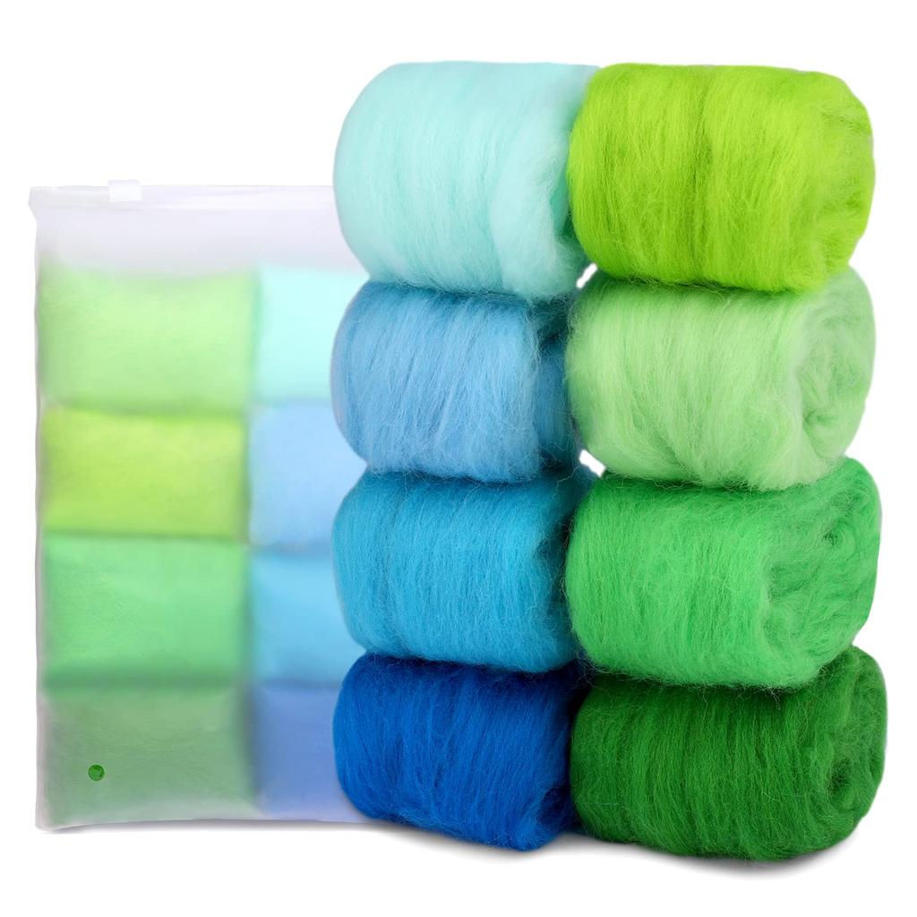 Fenrry 8 farieb vlna na plstenie ihlou, vlna na plstenie, plstená vlna, hromadná vlna na plstenie pre DIY remeselné materiály