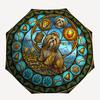 Dog Lion Glass pattern umbrella, portable and foldable design, 8 ribs, a casual accessory for Halloween, Christmas, and birthday gifts.