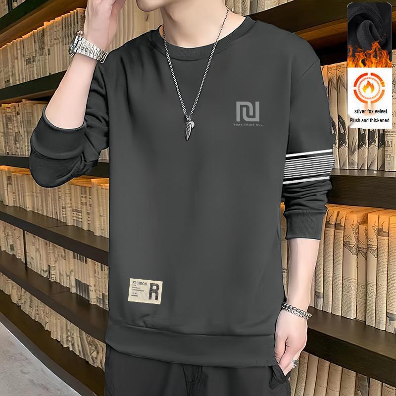 Men's & Women's Trendy Fleece-Lined Crew Neck Sweatshirt - Versatile Loose Fit for Fall & Winter