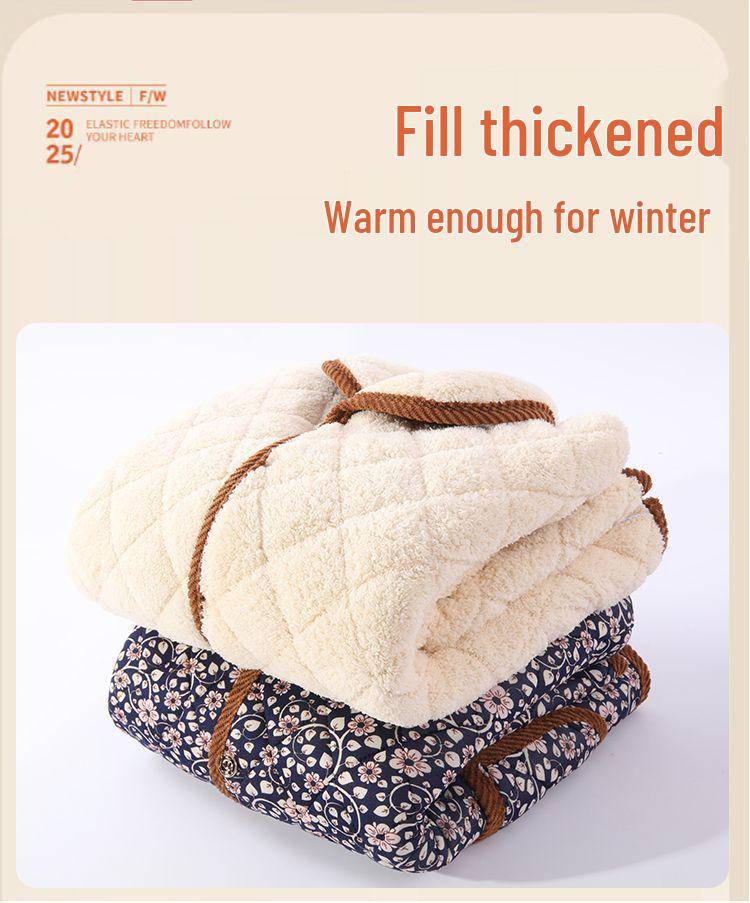 Floral Lapel Cotton Padded Jacket: Thick, Short Style for Middle-Aged and Elderly Women, Perfect for Autumn and Winter.