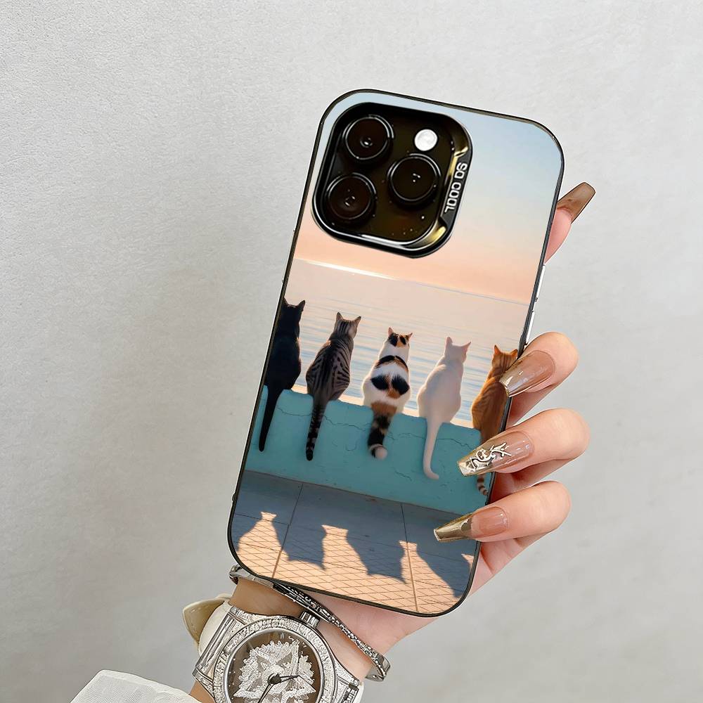 Cat Phone Case For iPhone 17,16,15,14,13,12,11 Plus,Pro Max,XS,Colorful Silver Phone Case Funda Cover