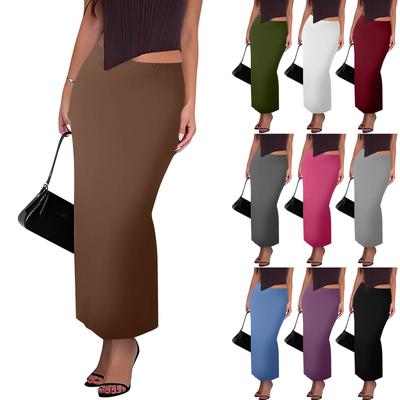 Women's Casual Fashion Solid Colour Fishtail Split Skirt Elasticated Slim Half-body Skirt
