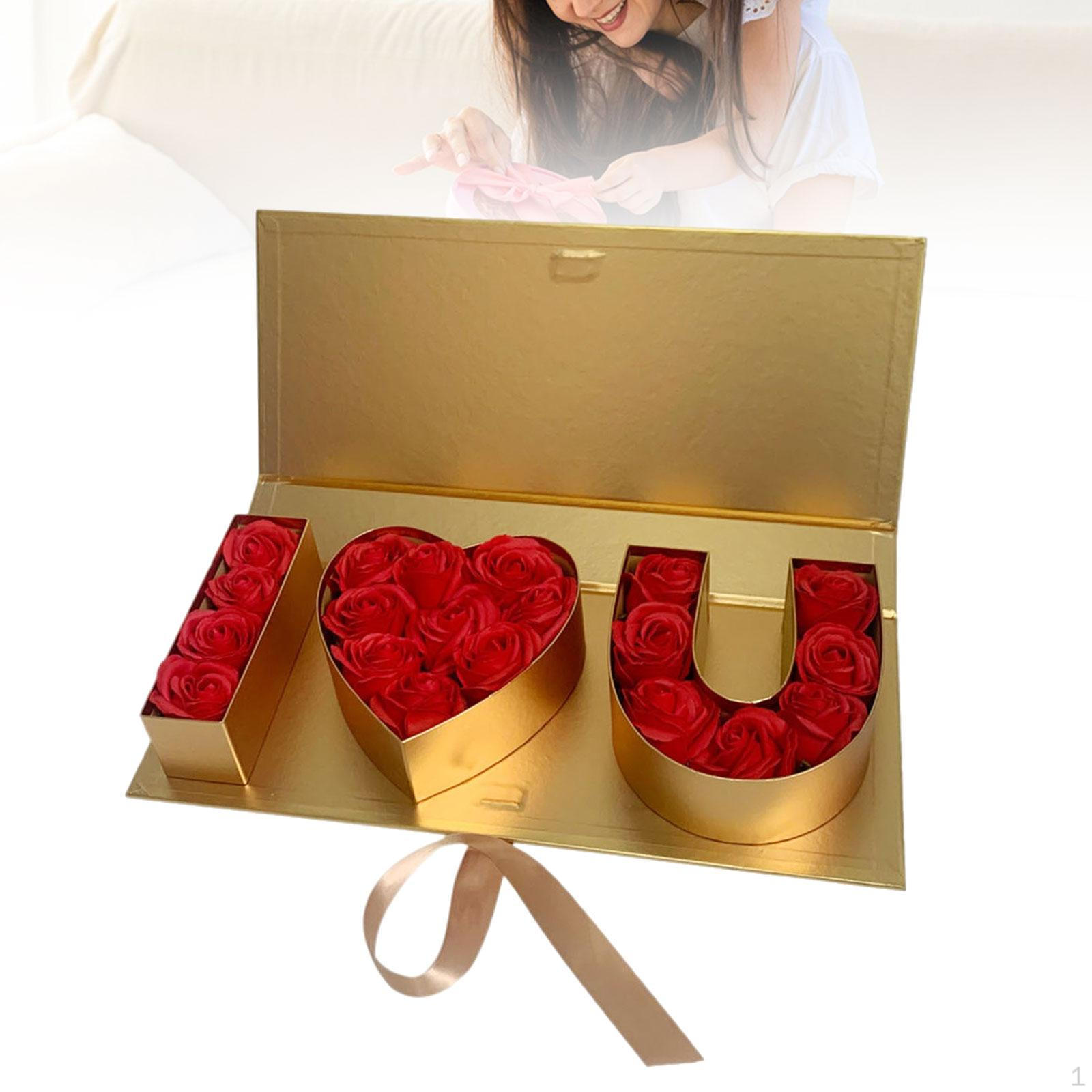 

Пустая цветочная подарочная коробка, заполняемый контейнер для букв, декоративный картон, декор ко Дню матери, в форме буквы золотистый