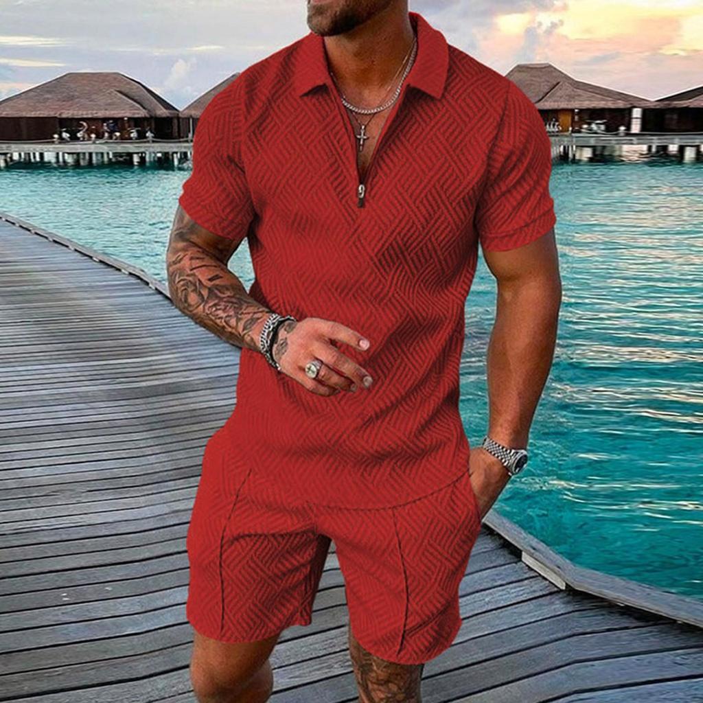 Completi corti da uomo Completi Tuta estiva da 2 pezzi Camicia a maniche corte e pantaloncini Set Completo sportivo casual