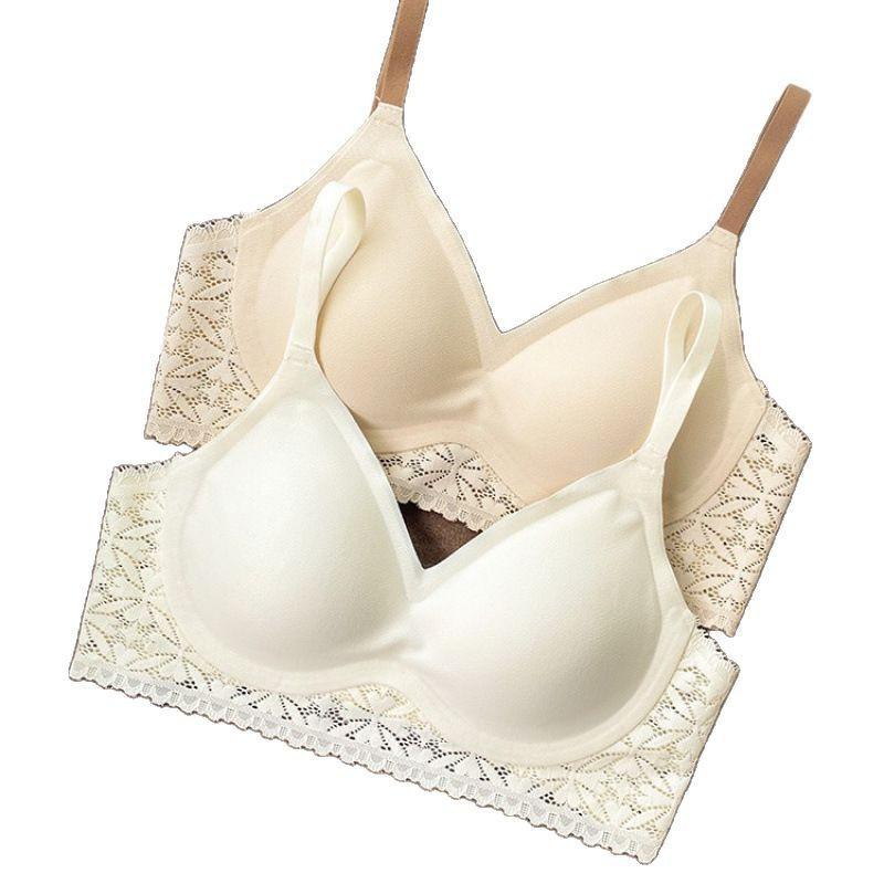 New underwear women gather one piece seamless steel ring anti-sagging upper support comfortable breathable lace bra cover