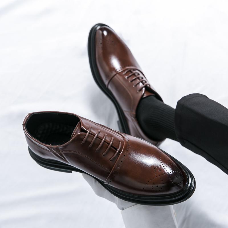 

Модные мужские туфли смешанных цветов, ретро мужские кожаные туфли, деловая мужская обувь в стиле барокко, повседневная мужская обувь Оксфорд 38 коричневый