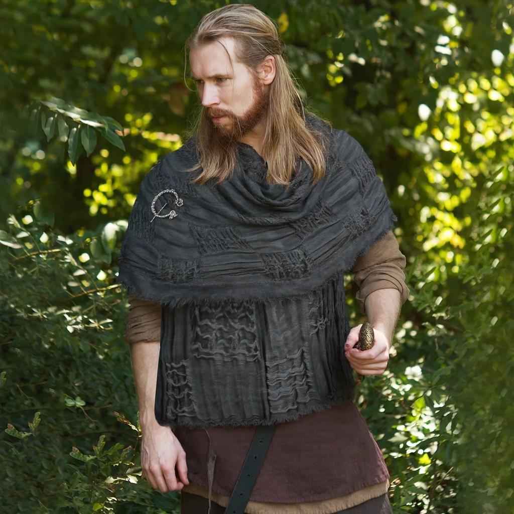 Destroyed Washed Ripped Hole Vintage Scarf Man Woman Gothic Punk Cotton Linen Shawl Medieval Cosplay Cloak