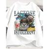 European Size Fun Lactose Intolerant Cat Meme T-Shirt - Retro Lactose Intolerance Design Tee, with Lactose Intolerant Text And Dairy-Free Milk Graphic