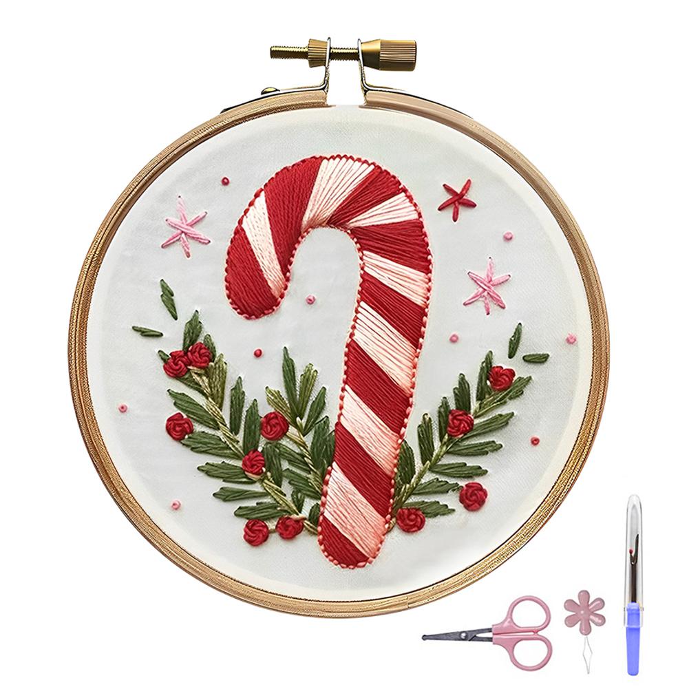 Christmas Embroidery Kits with Embroidery Hoop Thread Needle Material Package Only Embroidery DIY Starter Kit for Beginners