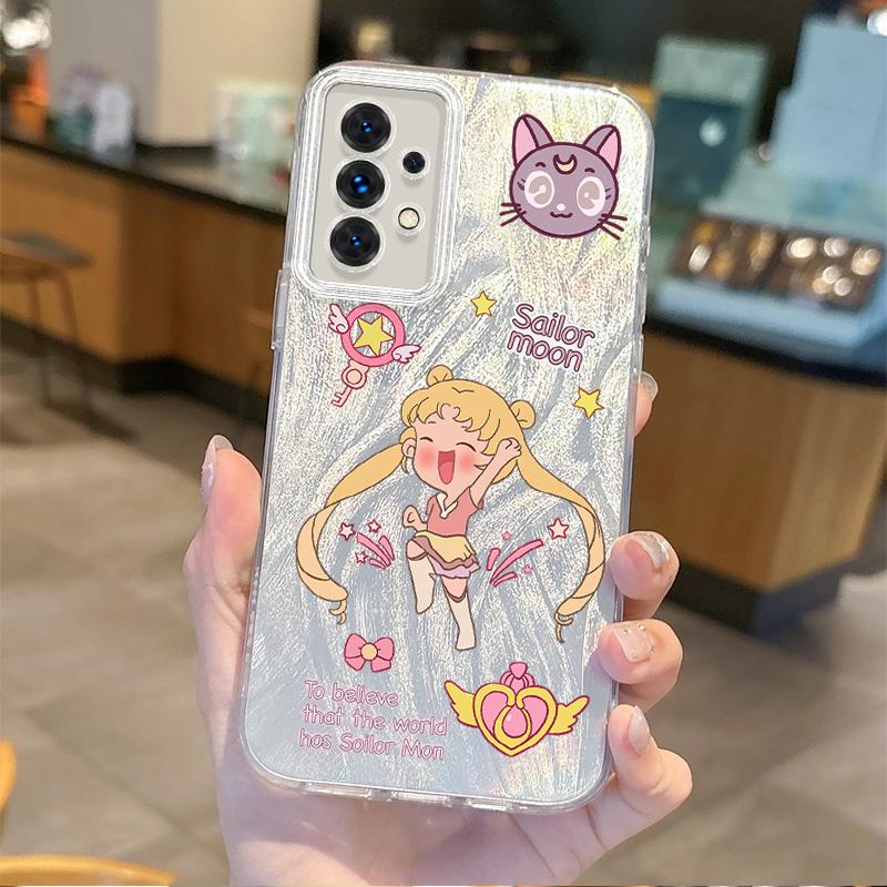 Lovely Sailors Moons Anime Phone Case for Samsung Galaxy S24 S23 S22 S21 Plus Ultra A73 A72 A71 A55 A54 A53 Non-Slip Back Covers