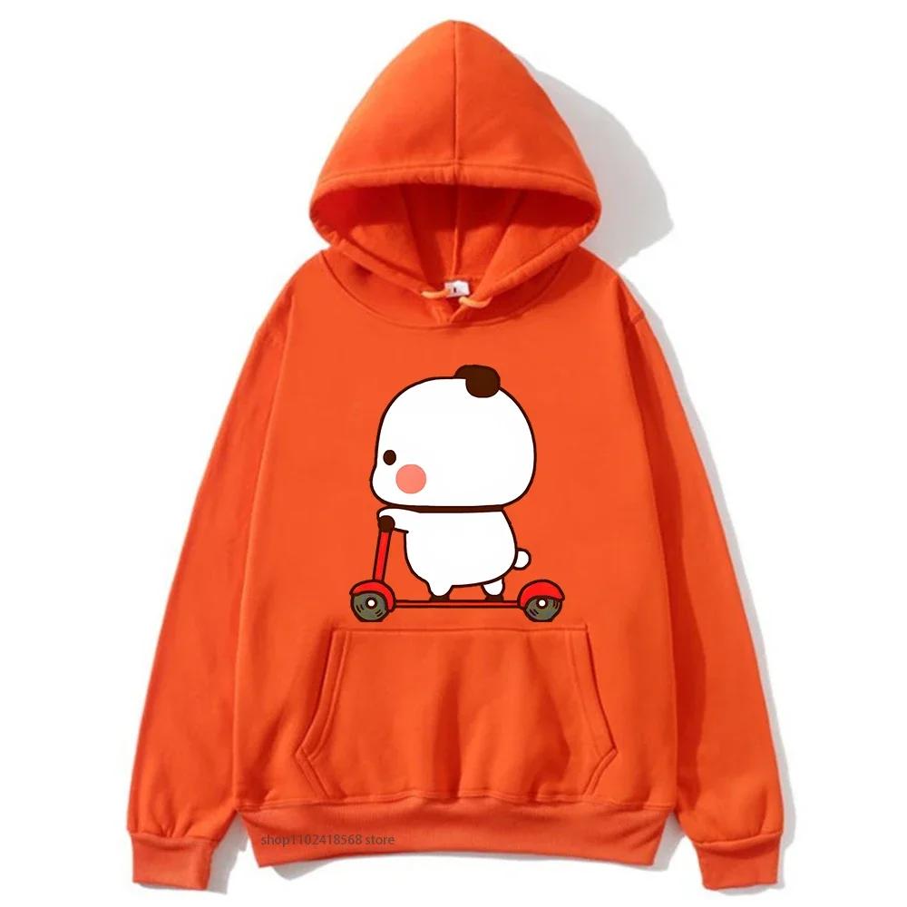 Cute Couple Hoodie Cute Bubu and Dudu Are Playing Scooter Together Sweatshirts Hooded Men's Clothes Women Panda Bear Top