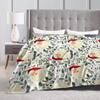 Merry Christmas Festive Super Warm Blankets Camping Plush Throw Blanket Fluffy Couch Chair Flannel Bedspread Sofa Bed Cover