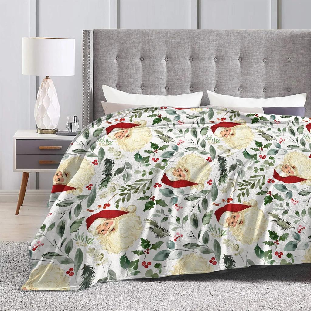 Merry Christmas Festive Super Warm Blankets Camping Plush Throw Blanket Fluffy Couch Chair Flannel Bedspread Sofa Bed Cover