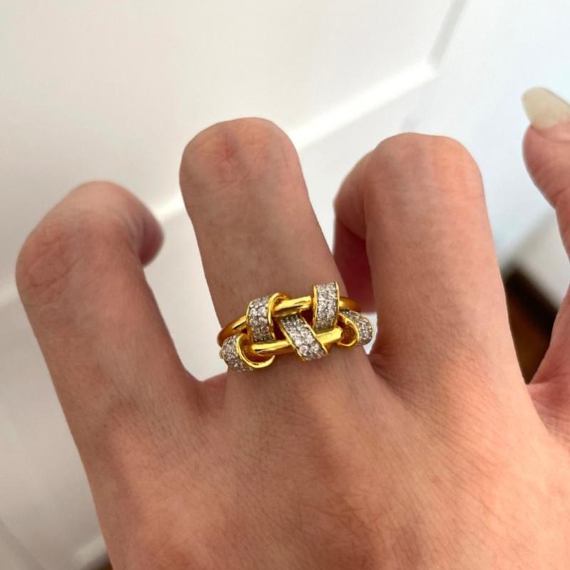 Light Luxury High-End Minimalist Inlaid Full Diamonds Winding Ring Irregular Charms Retro Style Rings For Women Jewelry Gift