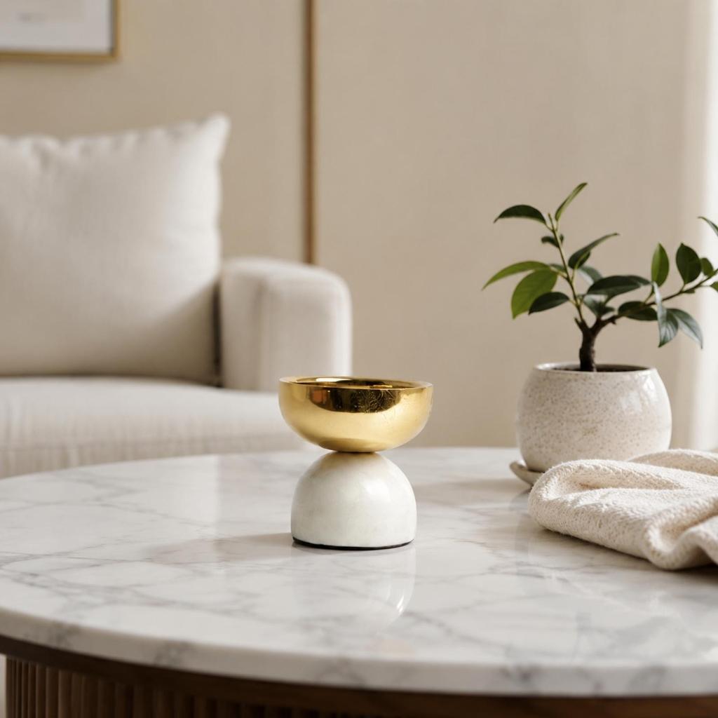 Modern Decorative Candle Holder Compact with Marble Base Sturdy