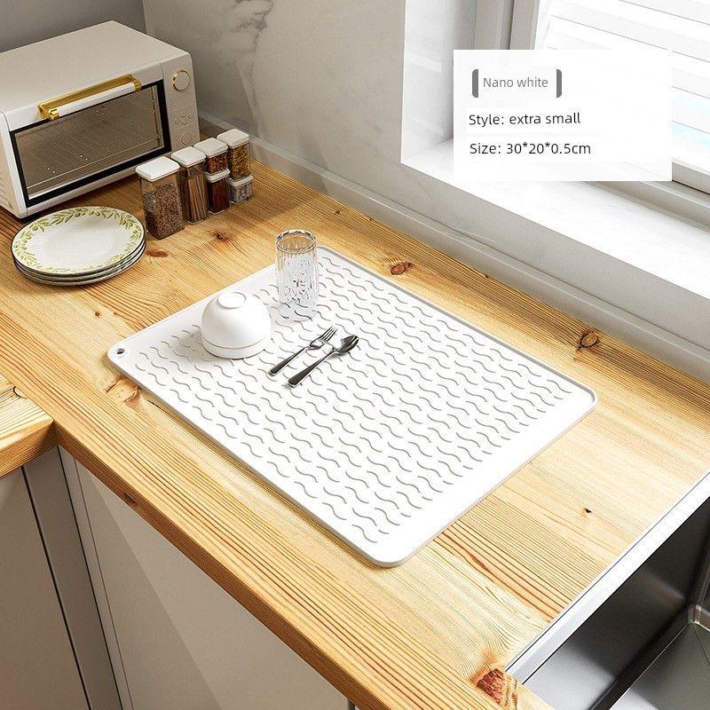 

Draining Mat, Kitchen Protection Silicone Mat, Countertop Mat, Cutting Board Non-Slip Mat, High Temperature Resistant Anti-Scalding Mat, Dining Mat [Off-White] Extra Small 30X20