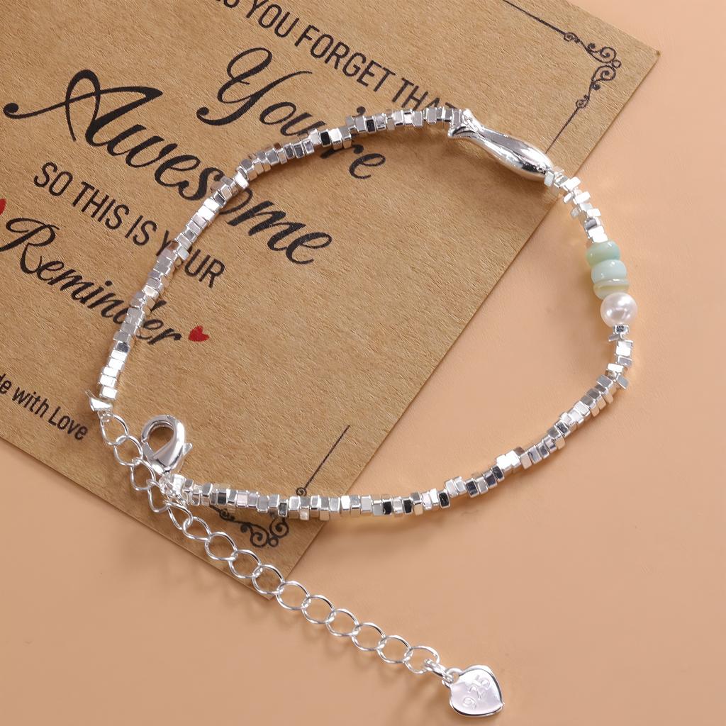 925 Silver Multicolour Bead Bracelet For Women Three Layers Geometry Drip Glaze Versatile Jewelry Dropship