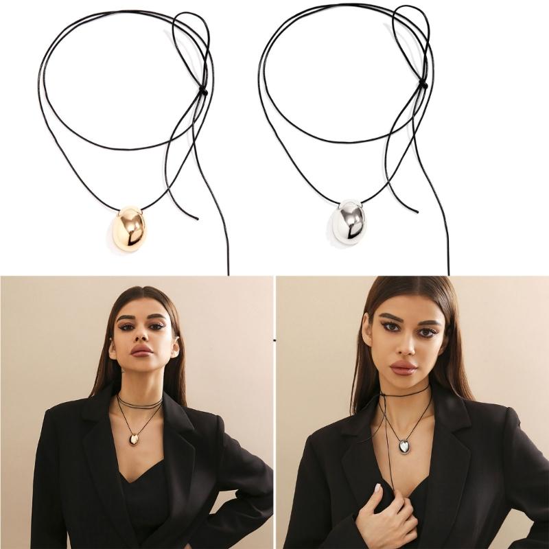 Modekedja för tröja i metall med geometriskt knut-hänge Stilfullt långt halsband Chokerkedjor Prydnad för kvinnor flickor