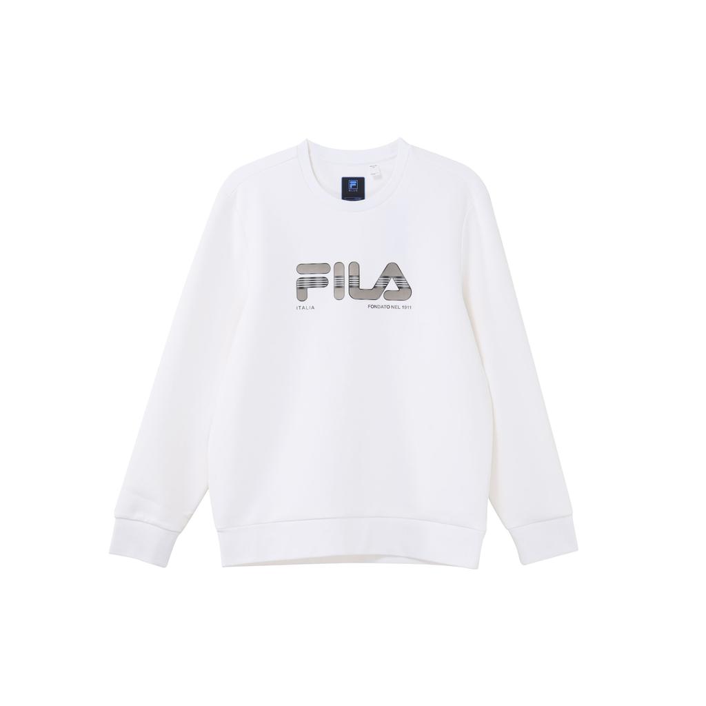 Fila Letter Logo Printed Crewneck Sweatshirt Men Sweatshirt Standard-White F11M342211F-WT