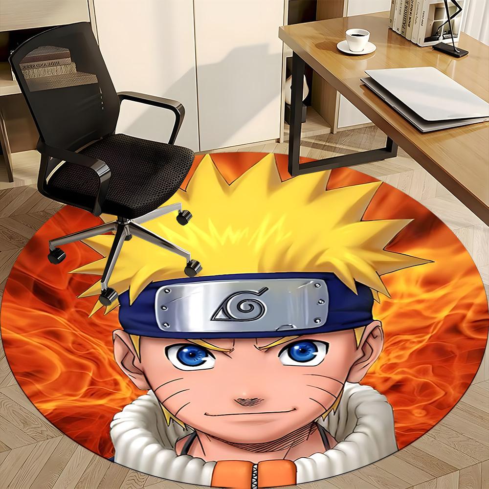 1PC Naruto Office Round Rug, Non-slip, Soft and Durable Office Rug for Interior Decoration, Perfect for Office, Beautiful Decoration
