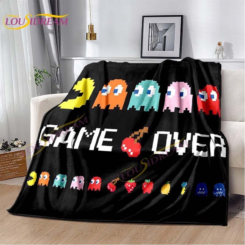 

Классическое одеяло 90-х годов для аркадных видеоигр Pac-man, фланелевые одеяла с героями мультфильмов для гостиной, спальни, дивана, одеяло для взрослых, подарок для игровой комнаты