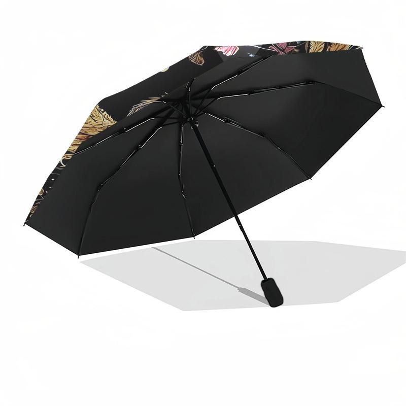 1pc Phoenix FlowersOpen/Close Umbrella-Windproof, Compact Travel Umbrella, Sturdy 8-Rib Shaft, Outdoor Accessory1211