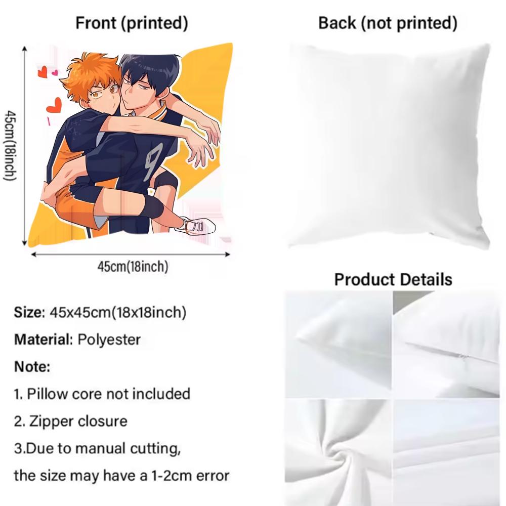 Poszewka na poduszkę Haikyuu Dwustronna pluszowa poszewka na poduszkę – Do samochodu, sofy, sypialni, idealna na prezent.