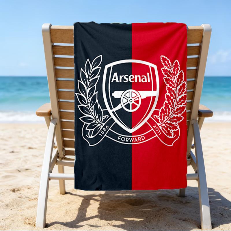 Arsenal Football Club Crest Printed Beach Towel, Super Soft Microfiber, Perfect Gift Birthday, for Pool, Beach, Travel, for family and friends