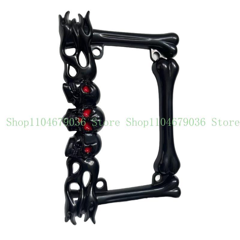 UniversalPlastic Motorcycle License Plate Frame Cover Number Plates Holder Frame Skull Head License Plate Frame
